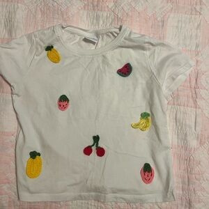 Zara kids  White Fruit Embroidered T-Shirt